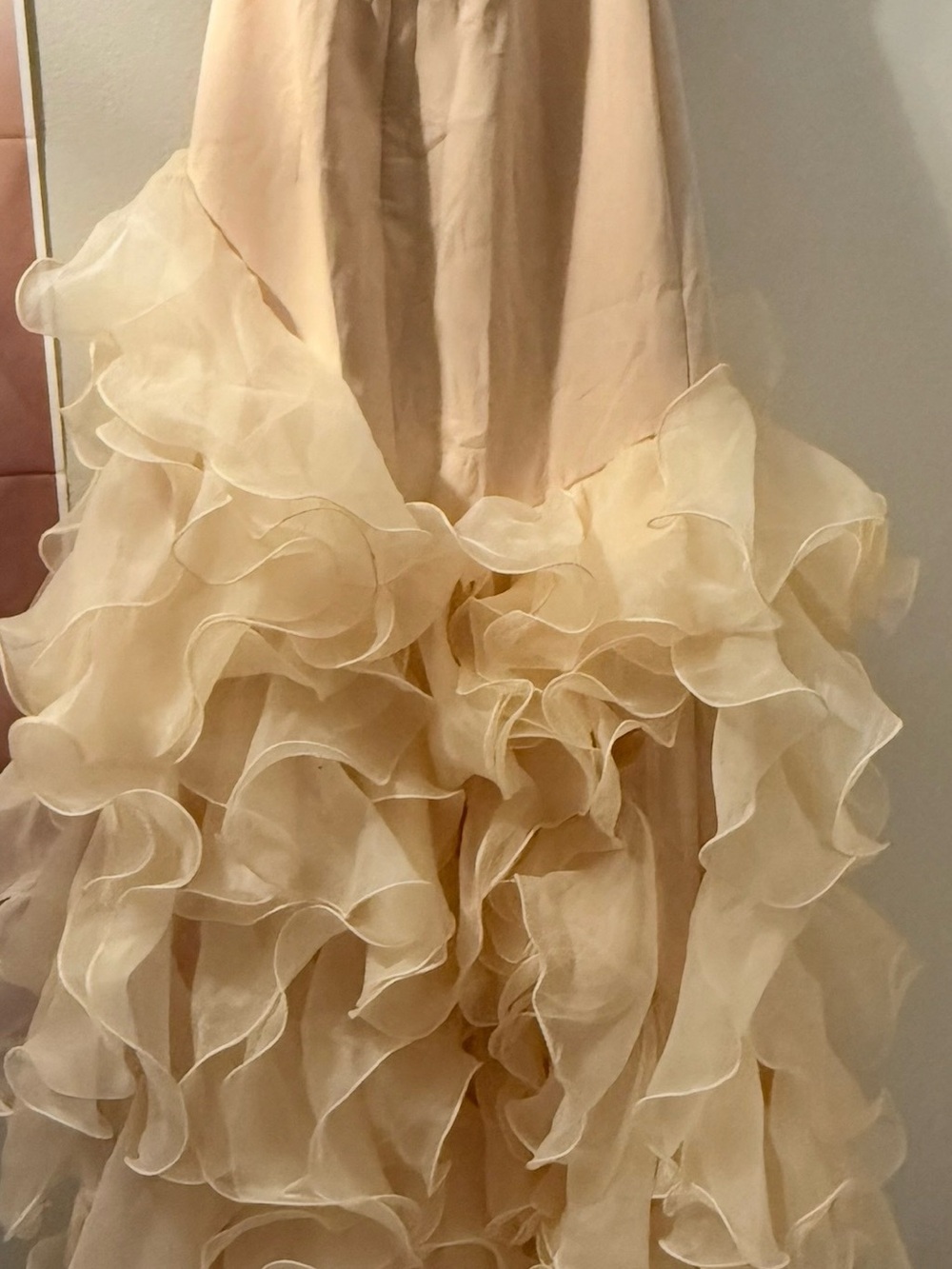 Cream Ruffled Organza Skirt / Dress